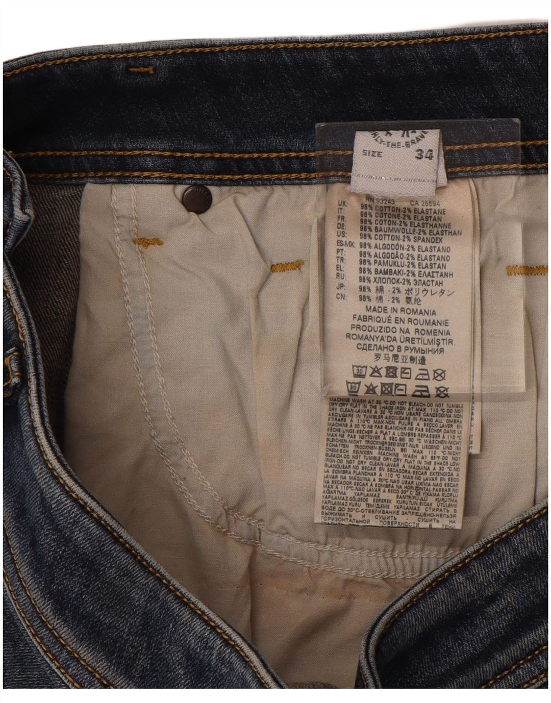 Мужские потертые джинсы скинни DIESEL W34 L35, синий хлопок