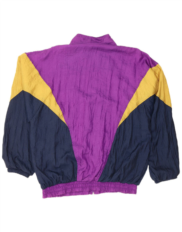 Активный мужской спортивный костюм свободного кроя, полный спортивный костюм, средний фиолетовый с цветными блоками, полиамид