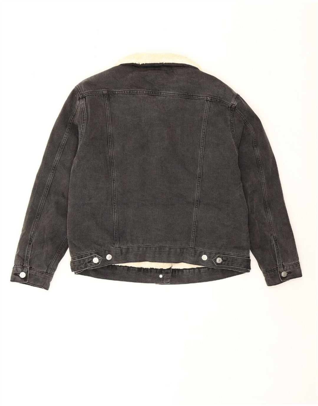 Женская джинсовая куртка из шерпы Topshop UK 12, хлопок среднего серого цвета