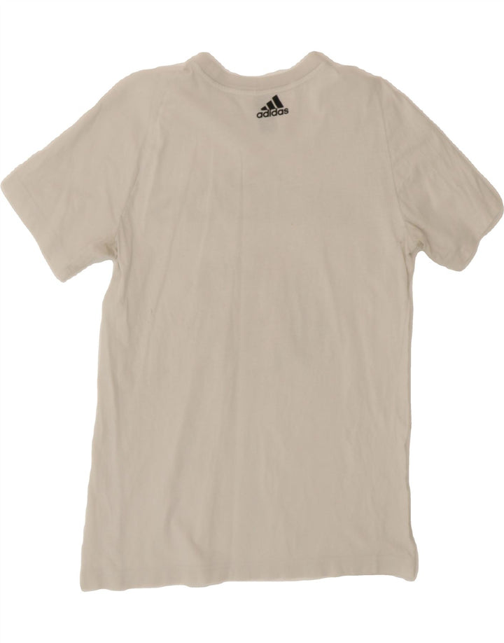 ADIDAS Mens Gallo Camp Graphic T-Shirt Top Small White Vintage Adidas and Second-Hand Adidas from Messina Hembry 