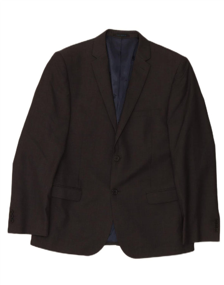 TED BAKER Mens 2 Button Blazer Jacket UK 40 Large Grey Wool Vintage Ted Baker and Second-Hand Ted Baker from Messina Hembry 