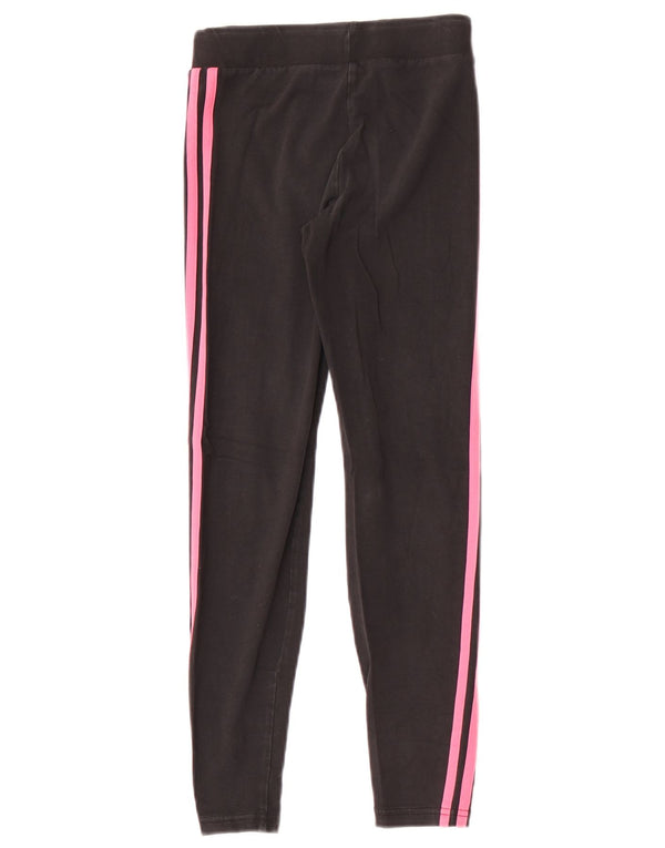 Леггинсы Adidas для девочек 11-12 лет, черные, хлопковые
