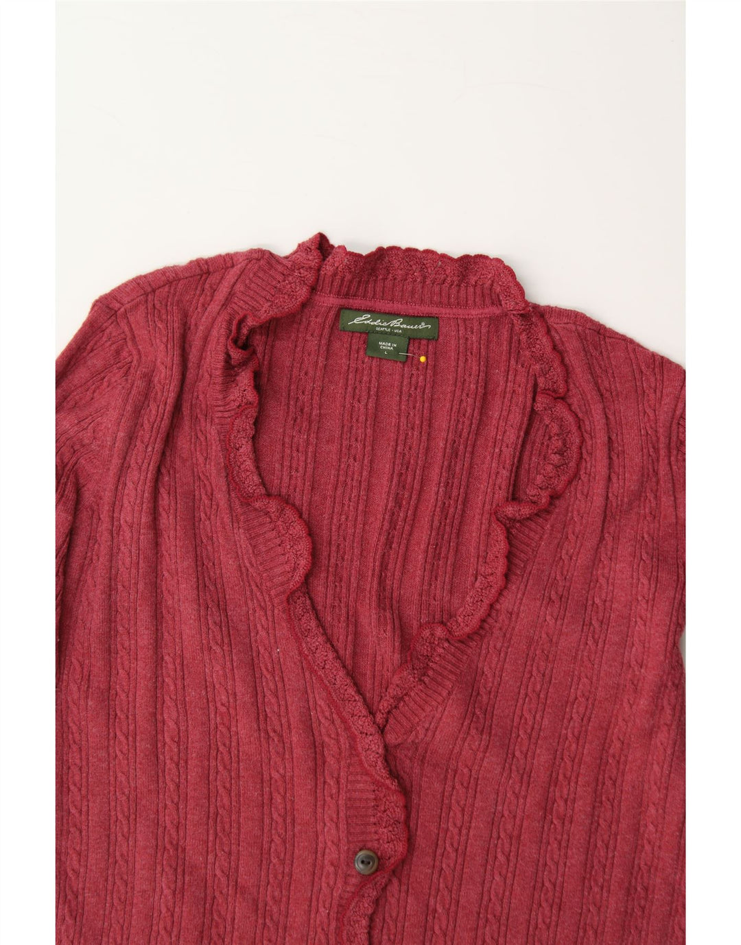 EDDIE BAUER Womens Cardigan Sweater UK 16 Large Red Cotton Vintage Eddie Bauer and Second-Hand Eddie Bauer from Messina Hembry 