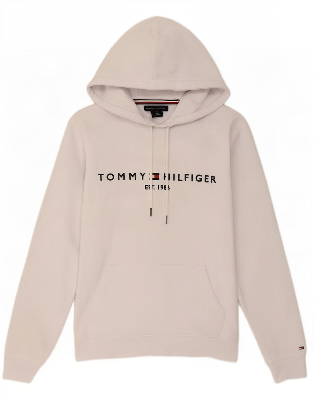 Tommy Hilfiger Мужской джемпер с капюшоном с рисунком, средний белый хлопок, хлопок