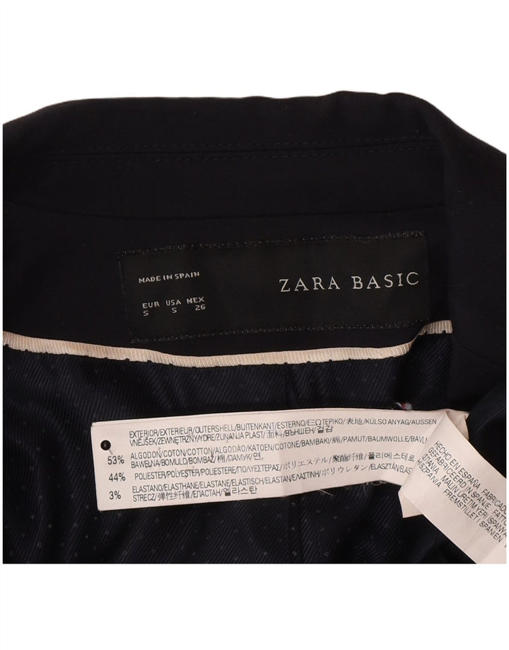 Женский пиджак Zara на 1 пуговице UK 10, маленький темно-синий, хлопковый