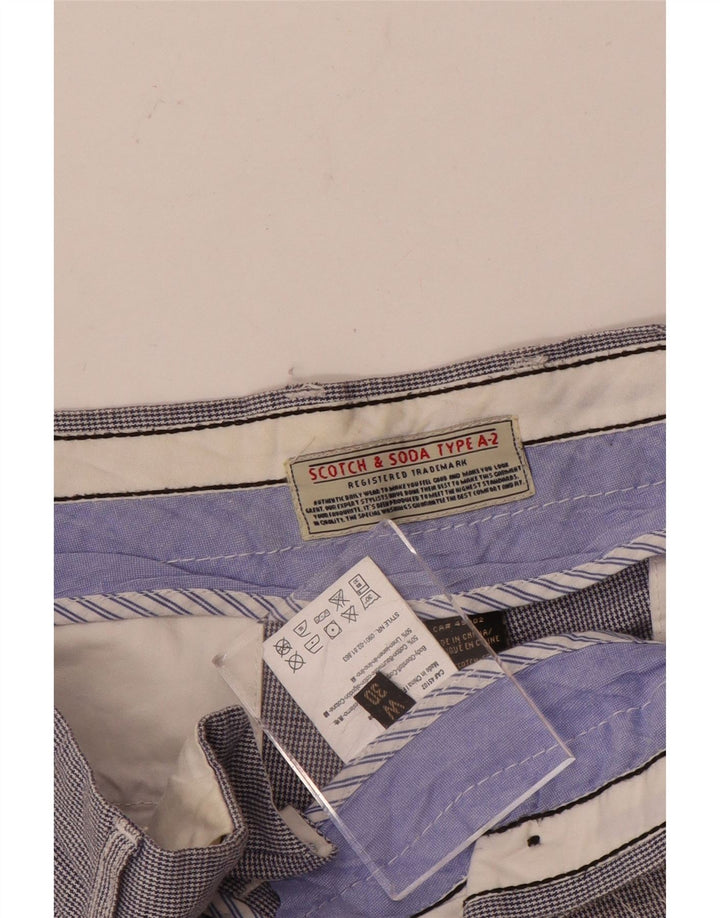 Мужские шорты чинос Scotch & Soda W30, хлопок среднего синего цвета с узором «гусиные лапки»