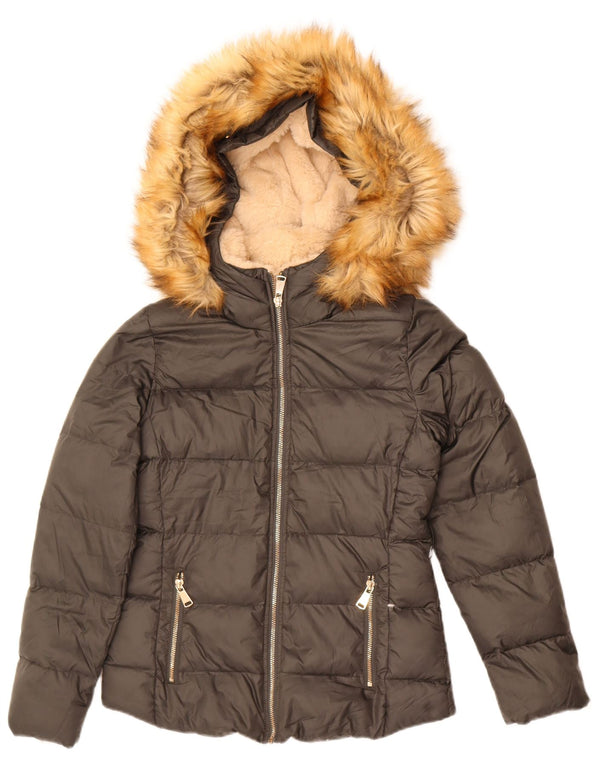 Женская стеганая куртка с капюшоном Zara UK 6 XS, серый полиэстер