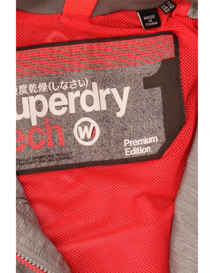 Женская дождевик с капюшоном Superdry UK 14, большой серый в крапинку