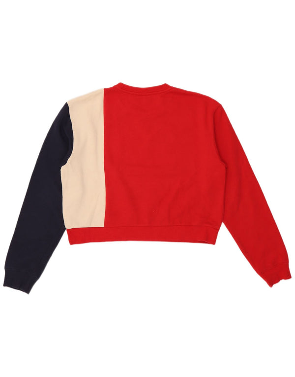Fila Womens Crop Graphic Sweatshirt Jumper UK 18 XL Red Colourblock