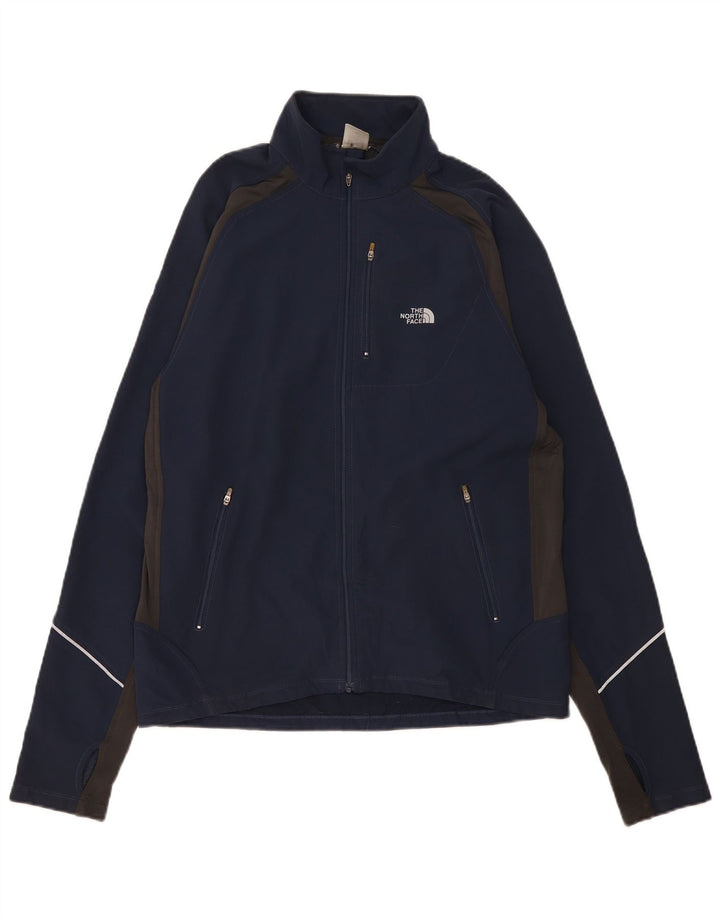 Мужская спортивная куртка The North Face среднего размера, темно-синяя, с цветными блоками