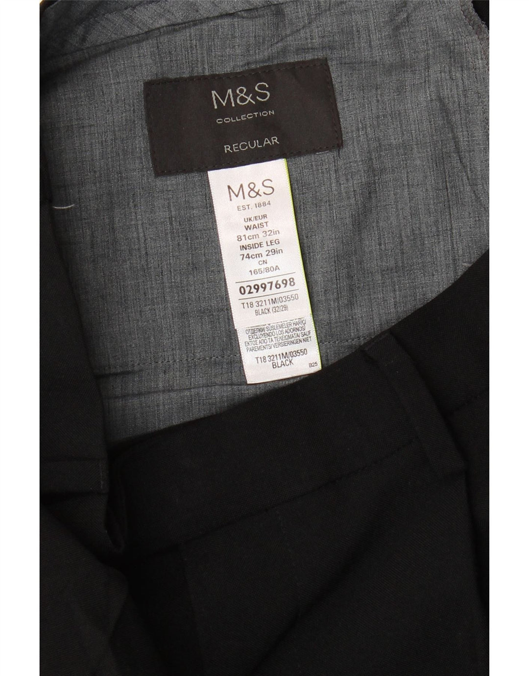 Мужские костюмные брюки Marks & Spencer W32 L29 черные из полиэстера