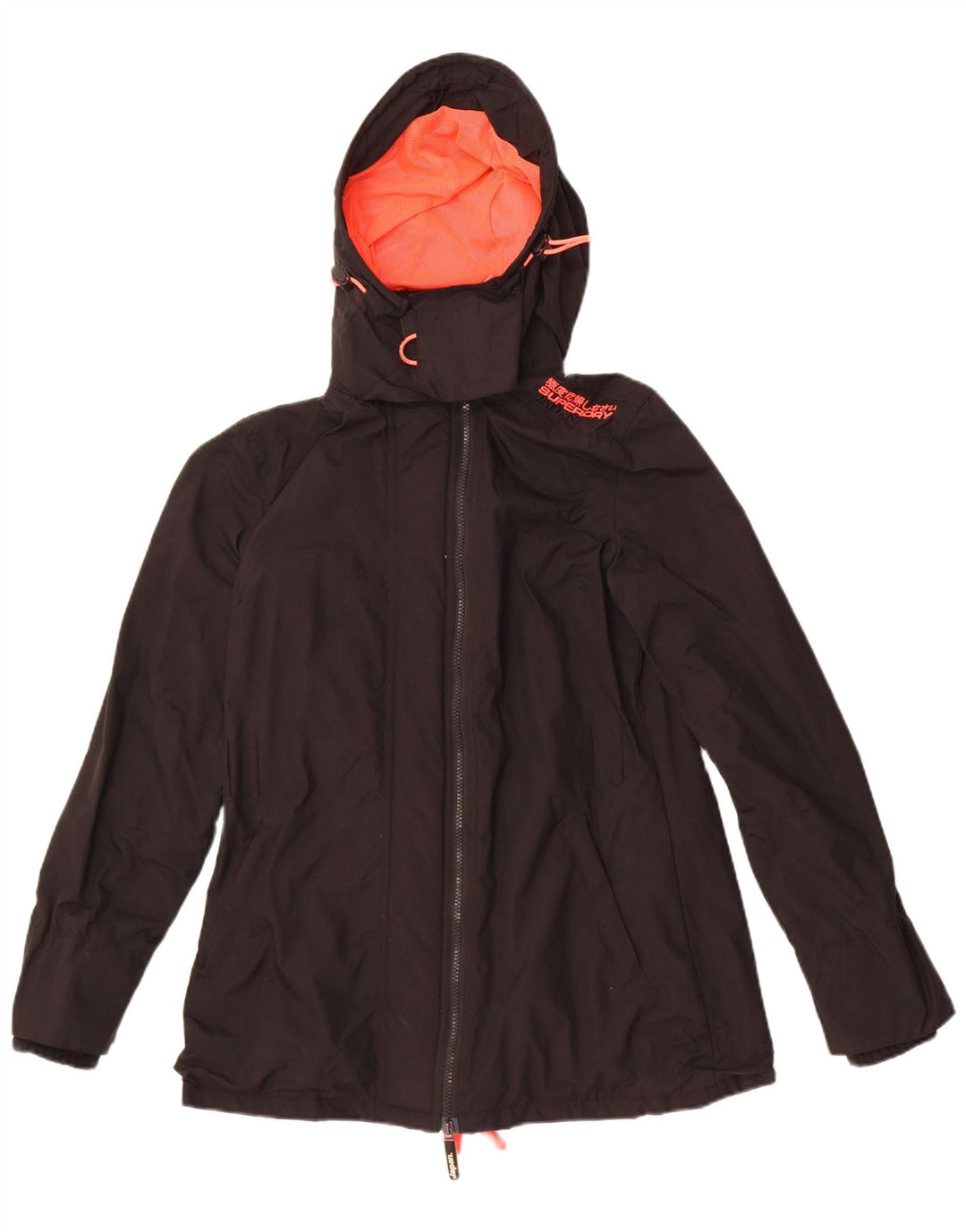 Женская дождевик с капюшоном Superdry The Windmac UK 14, средний черный нейлон