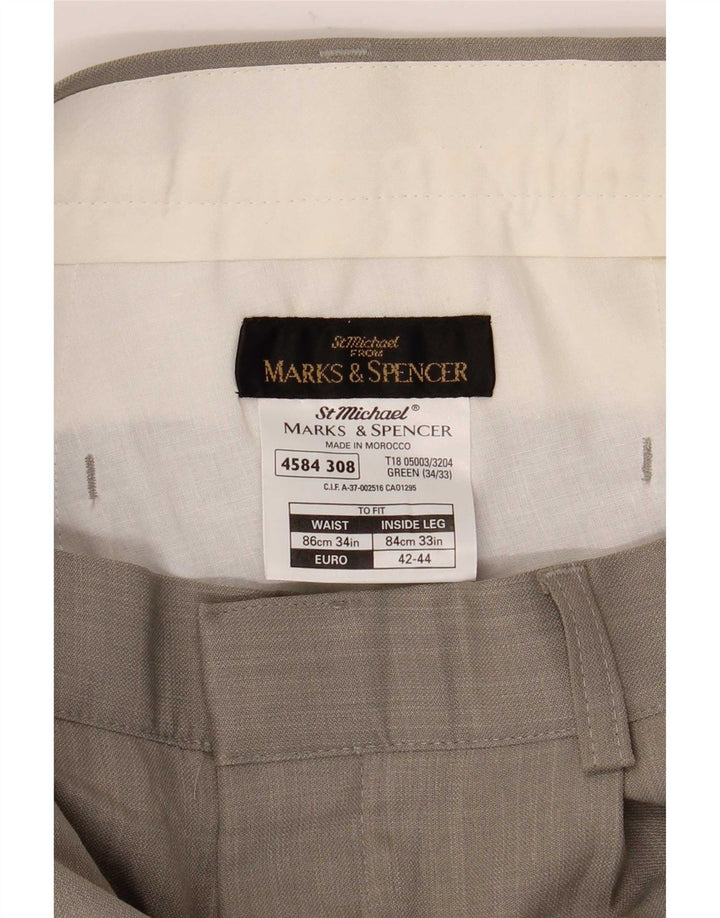 Мужские повседневные брюки Marks & Spencer W34 L33, зеленый полиэстер