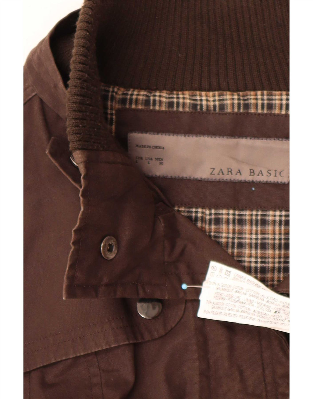 Женская куртка Zara UK 14, большой размер, коричневый хлопок