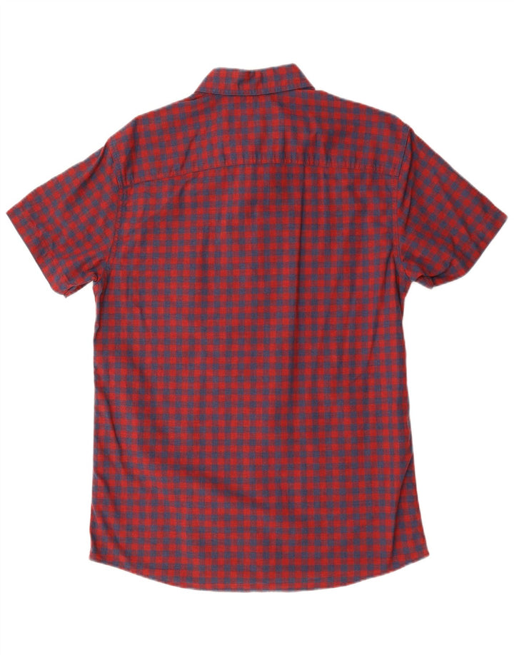 Мужская рубашка с коротким рукавом Jack & Jones, большой красный хлопок в мелкую клетку