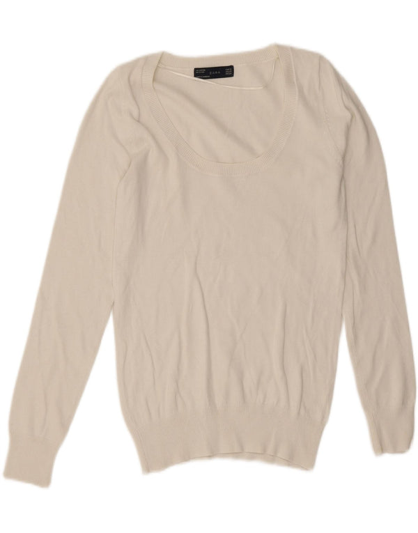 Женский джемпер с вырезом «лодочка» Zara UK 6 XS, белый хлопок