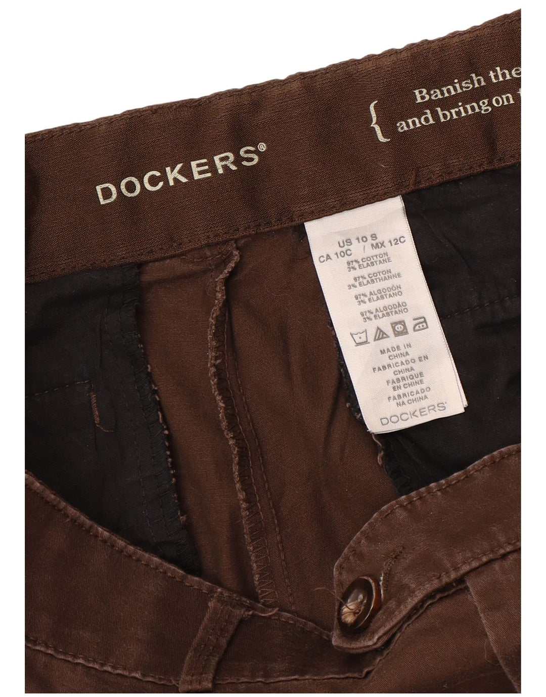 Женские прямые повседневные брюки DOCKERS, размер США 10, большие размеры W34 L29, коричневый хлопок
