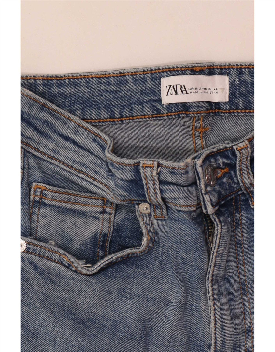Женские расклешенные джинсы Zara с высокой посадкой EU 38, маленькие W28 L26, синие