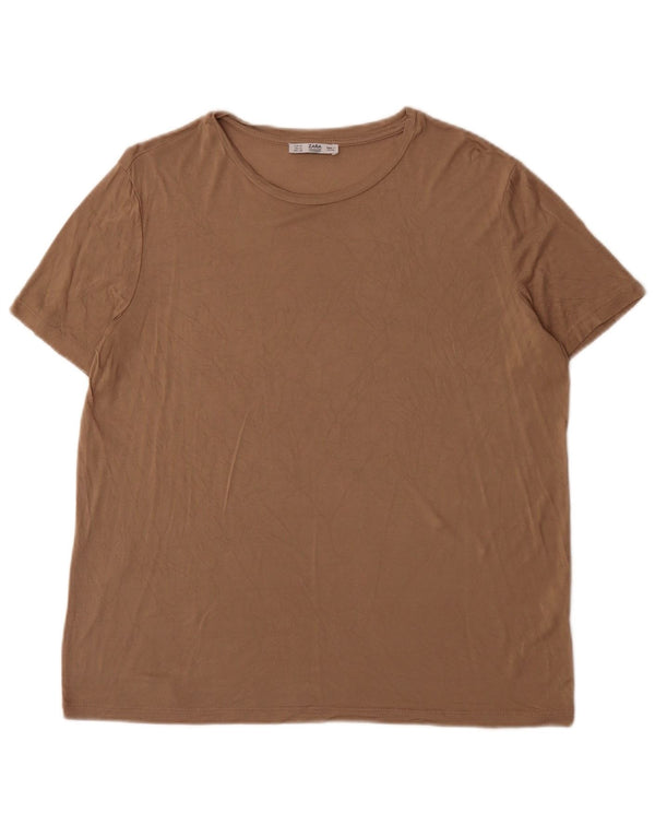 Женская футболка Zara Top UK 18 XL Коричневая вискоза