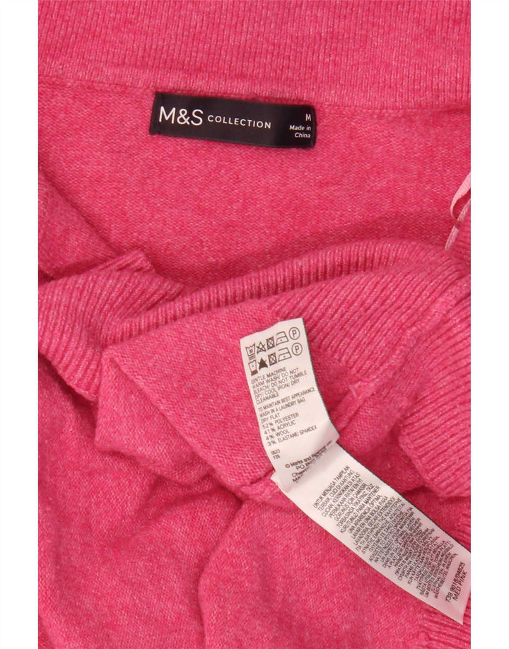 Женский джемпер с воротником поло Marks & Spencer UK 14, средний розовый полиэстер