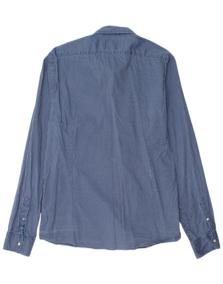 Мужская тонкая рубашка Scotch & Soda, большая синяя хлопковая рубашка с геометрическим рисунком