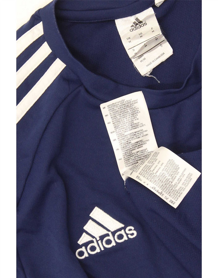 Мужская футболка Adidas Climalite, верх среднего цвета, темно-синий, полиэстер с цветными блоками