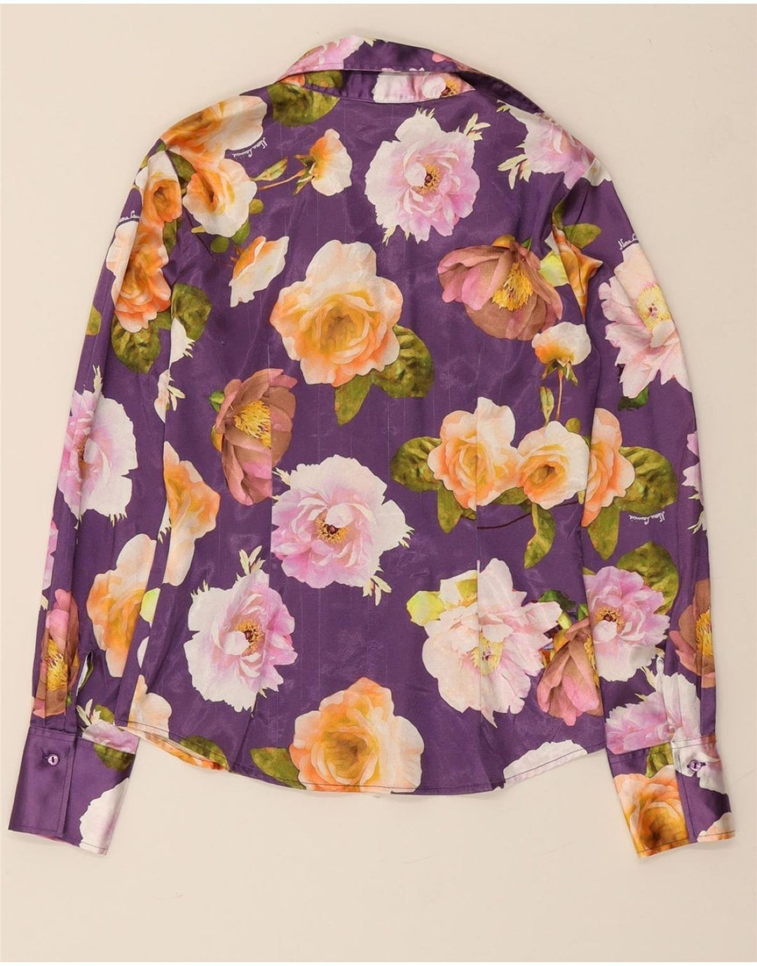 NARACAMICEE Womens Shirt Blouse UK 12 Medium Purple Floral Polyester Vintage Naracamicee and Second-Hand Naracamicee from Messina Hembry 