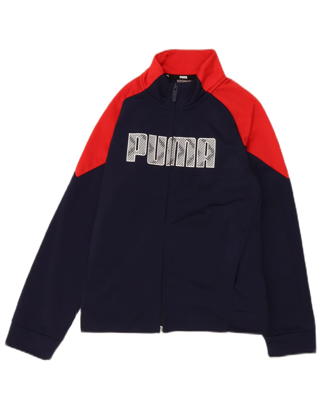 Спортивный костюм Puma для мальчиков с графическим рисунком, верхняя куртка 9–10 лет, темно-синий с цветными блоками