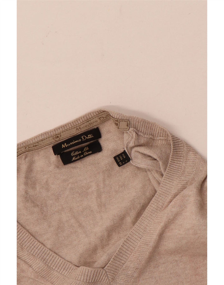 Мужской джемпер с v-образным вырезом Massimo Dutti, большой бежевый, хлопок