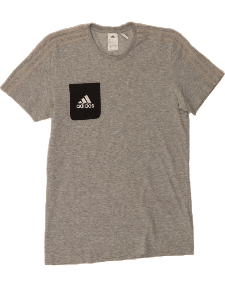 ADIDAS Mens Climalite Graphic T-Shirt Top Medium Grey Cotton Vintage Adidas and Second-Hand Adidas from Messina Hembry 