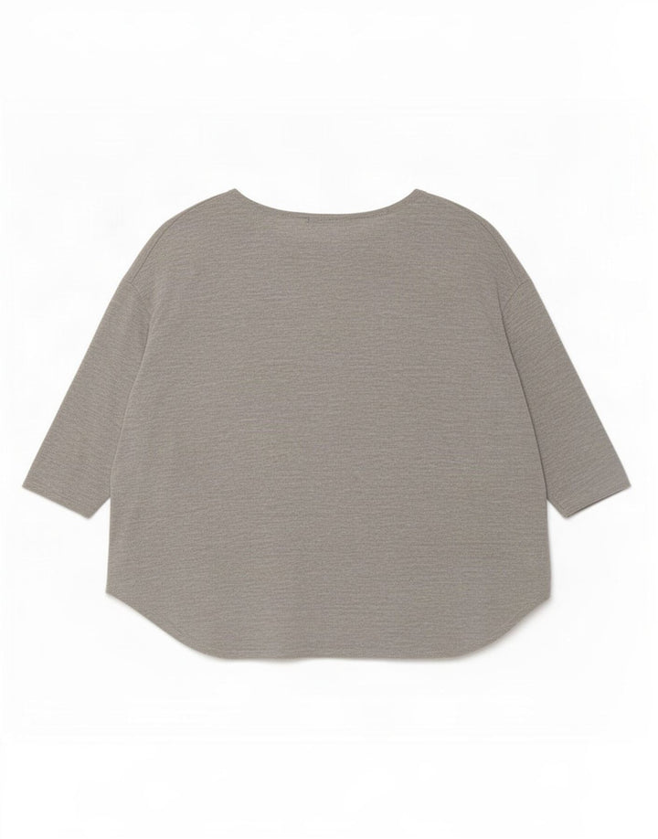Topshop Женский топ оверсайз с рукавом 3/4, Великобритания 12, средний серый вискоза