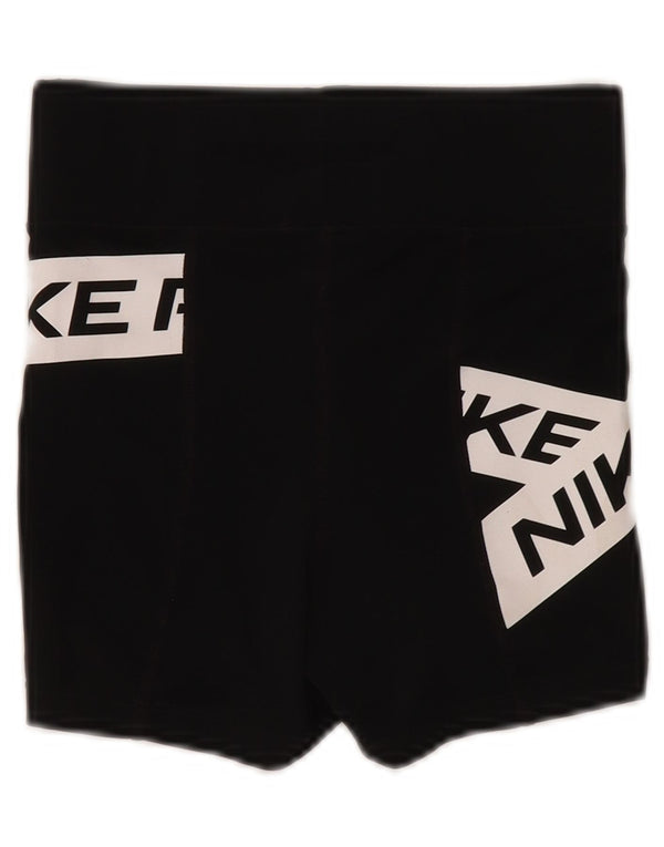 Nike Womens Dri Fit Graphic Sport Shorts UK 4 XS Black Colourblock