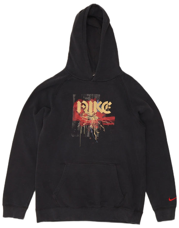 Джемпер с капюшоном Nike для мальчиков с графикой, 13–14 лет, размер XL, черный, хлопок, спортивный