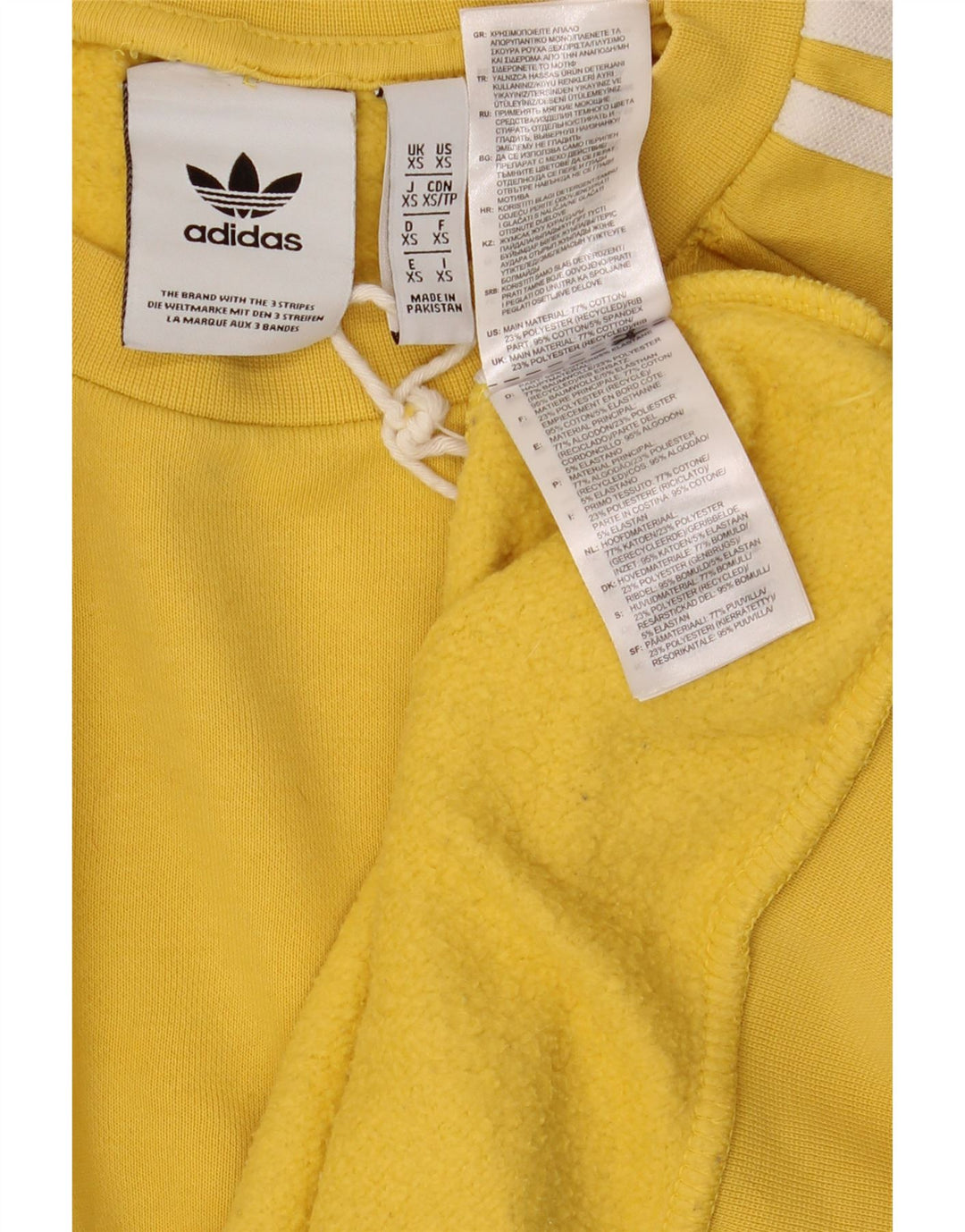 Мужской свитер свободного кроя Adidas XS, желтый хлопок