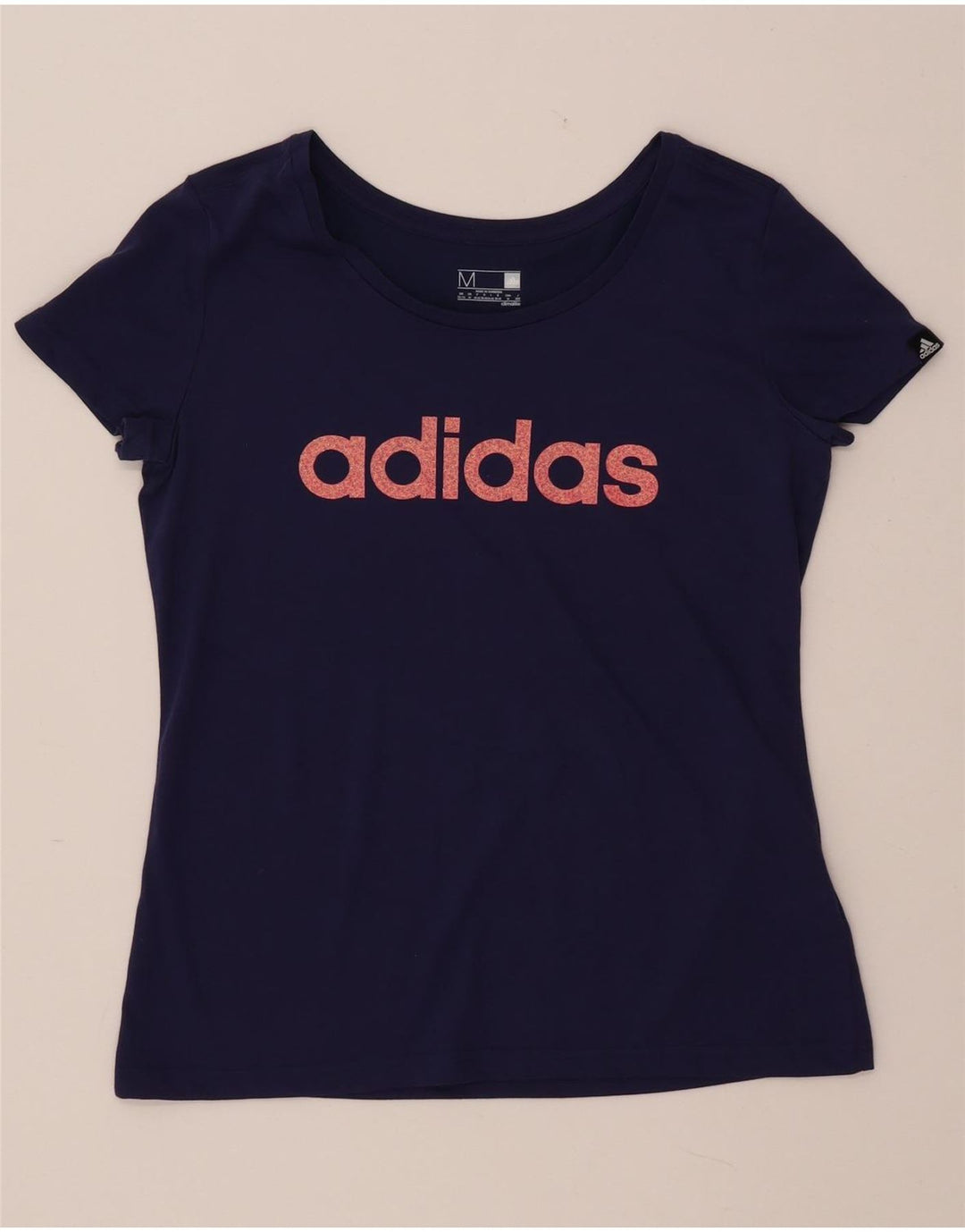 Женская футболка ADIDAS Climalite с рисунком Top UK 12/14 Medium Navy Blue