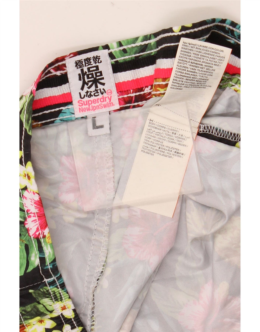 Женские шорты для плавания Superdry UK 16, большой разноцветный полиэстер с цветочным принтом