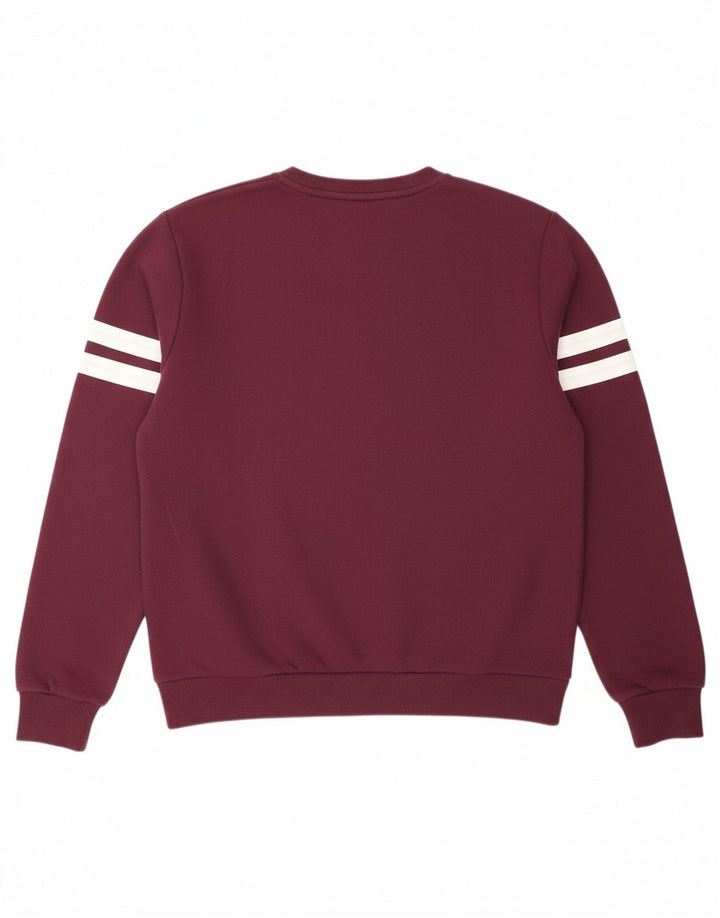 FILA Womens Oversized Graphic Sweatshirt Jumper UK 10 Small Burgundy