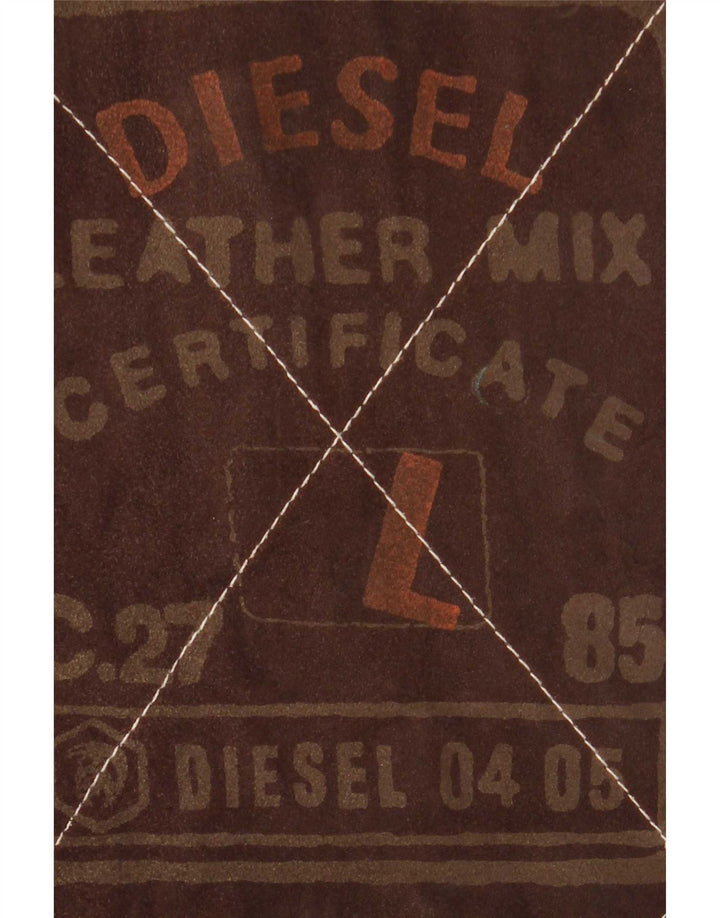 Мужская двусторонняя куртка Diesel UK 40, большая коричневая кожаная клетка в клетку