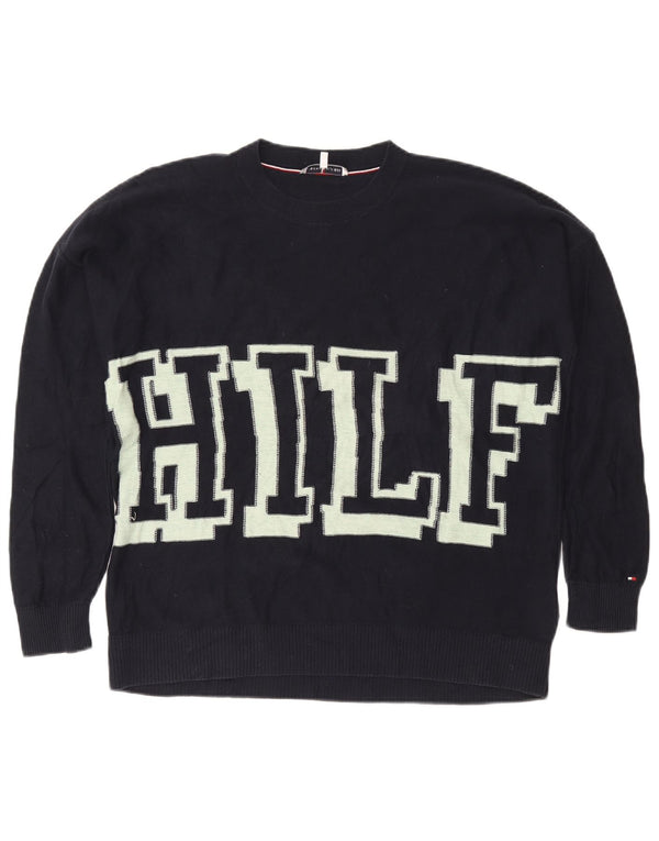 Женский джемпер с вырезом «лодочка» Tommy Hilfiger UK 10, маленький темно-синий