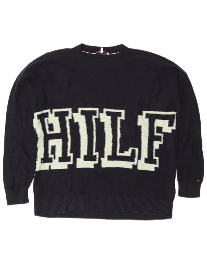 Женский джемпер с вырезом «лодочка» Tommy Hilfiger UK 10, маленький темно-синий