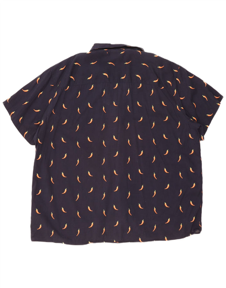 Мужская рубашка с коротким рукавом Jack & Jones с абстрактным узором 2XL, темно-синяя, хлопковая