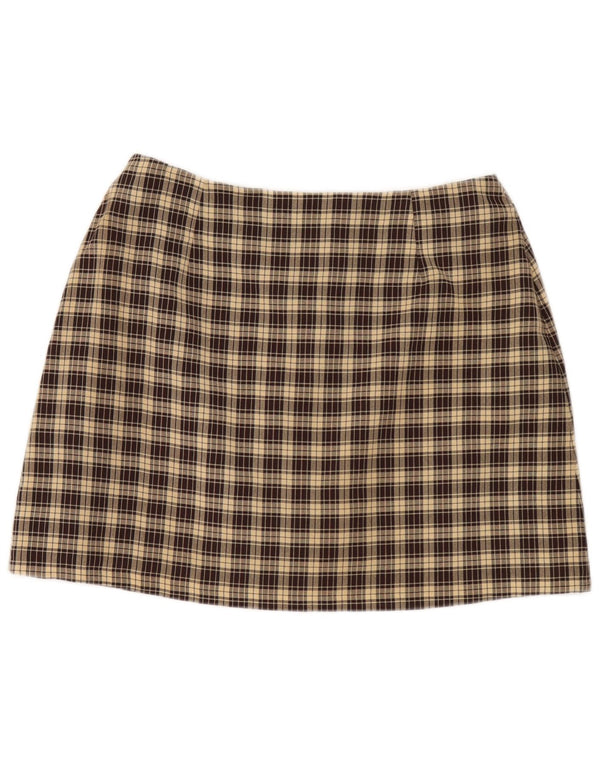Женская мини-юбка Dorothy Perkins UK 16, большая W32, коричневый полиэстер в клетку
