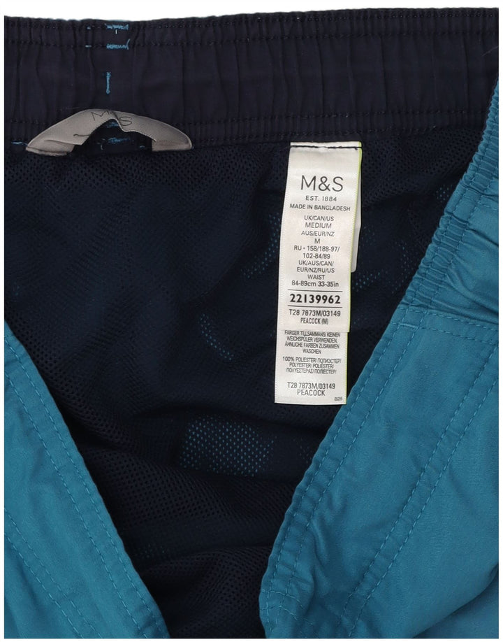 Мужские шорты для плавания-карго Marks & Spencer Peacock, средний синий полиэстер