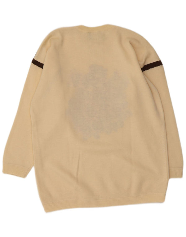 Женский джемпер с круглым вырезом PANCALDI & B, Великобритания, 16, большой, с белым цветочным принтом