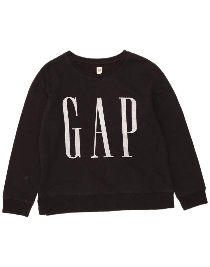 Женский свитер с рисунком GAP UK 16, большой размер, черный хлопок