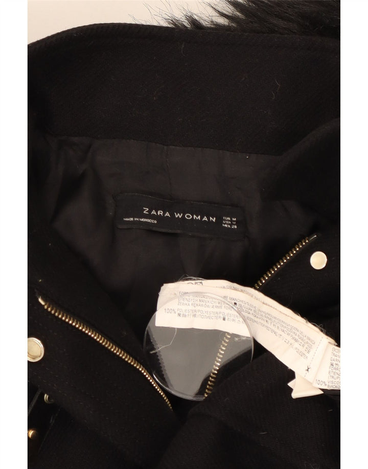 Женская куртка-бомбер с капюшоном Zara UK 14, средний черный полиэстер