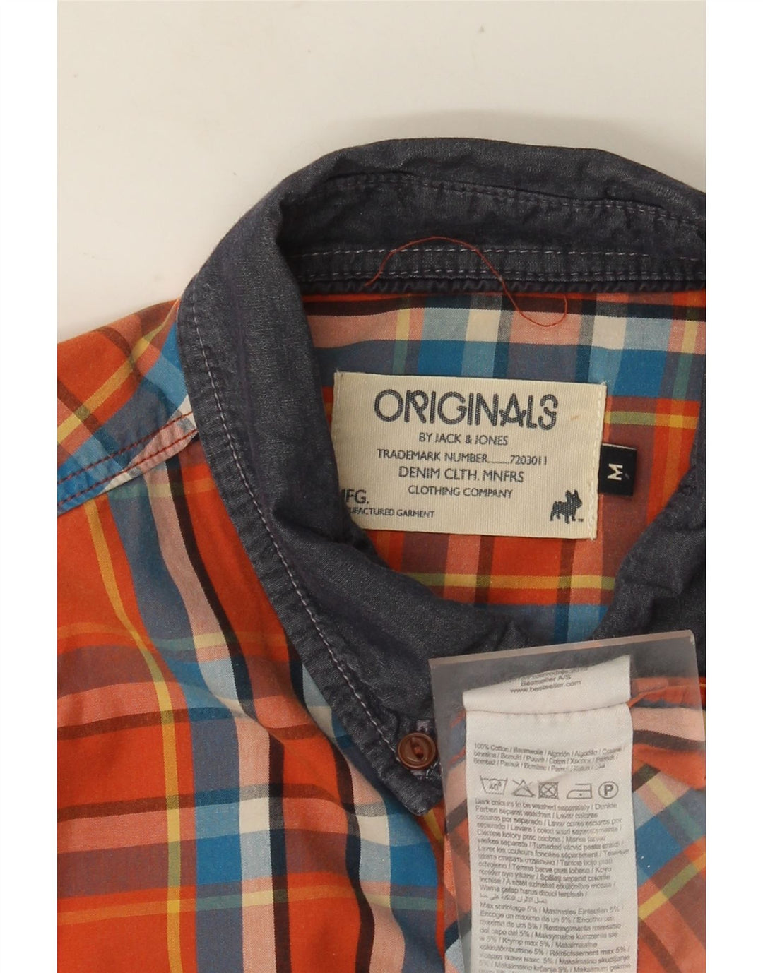 Мужская рубашка JACK & JONES среднего размера, оранжевая клетка, хлопок