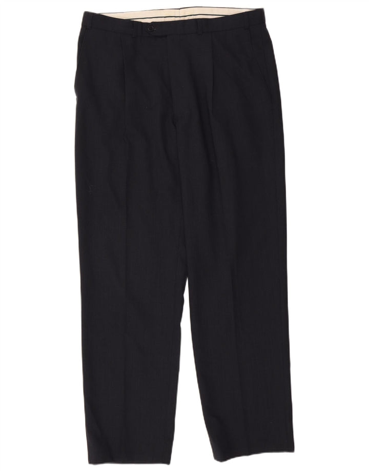 Мужские костюмные брюки Marks & Spencer W36 L31 темно-синие из полиэстера
