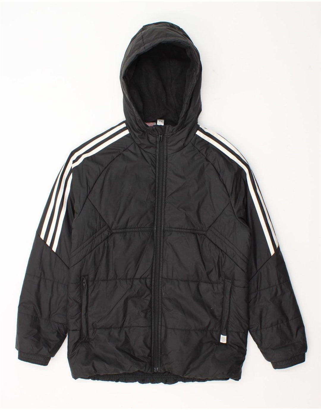 Утепленная куртка Adidas с капюшоном для мальчиков 11-12 лет, черный полиэстер