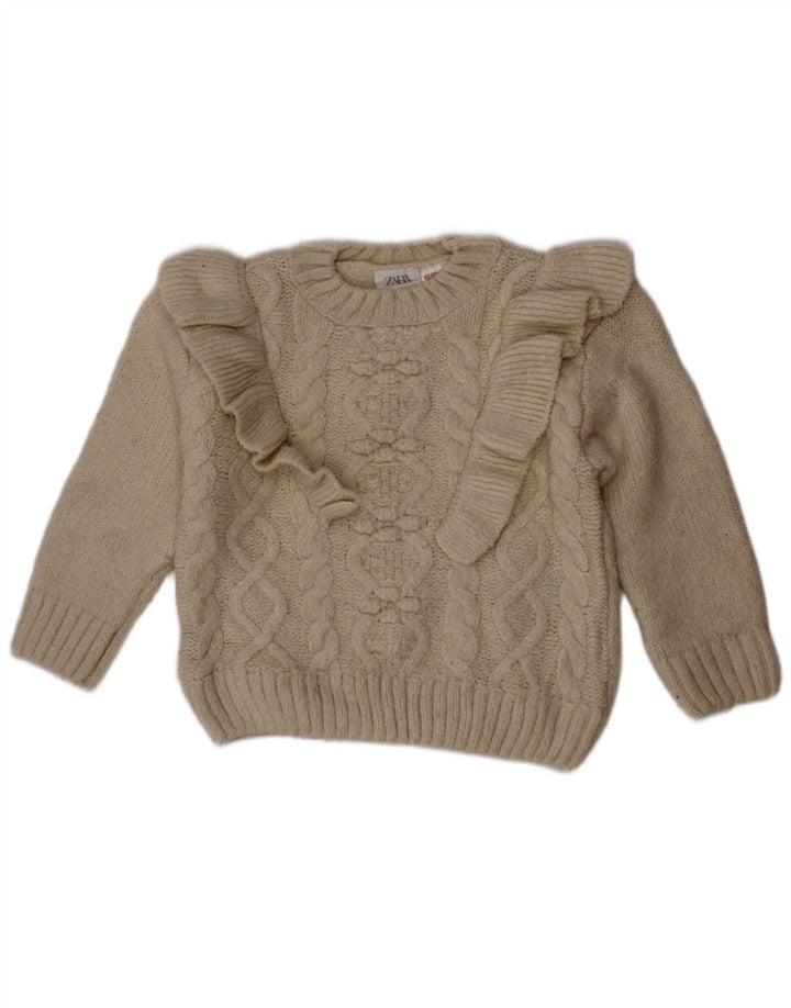 Джемпер с круглым вырезом для маленьких девочек ZARA, белый цвет 18–24 месяцев